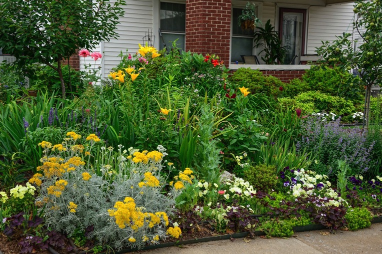 Flower garden in front of home.